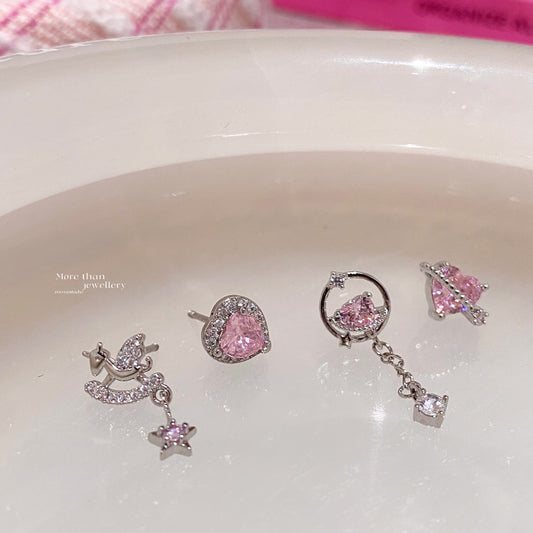 Amazing Awsome Cute Pink Sweet Girls 0.8mm Piercing Earring New (1 Piece)