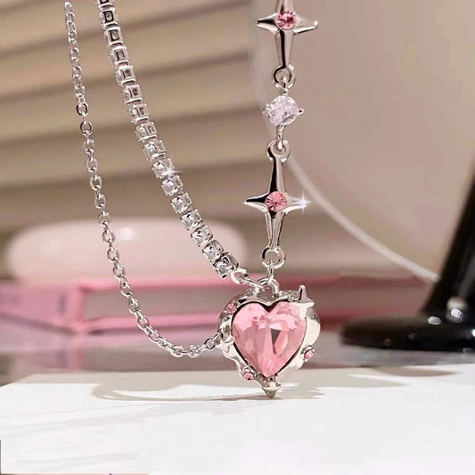 Hot Amazing Awsome Awsome Best Pink Girl's Favourate Princess Fairy Star Necklace On Sale