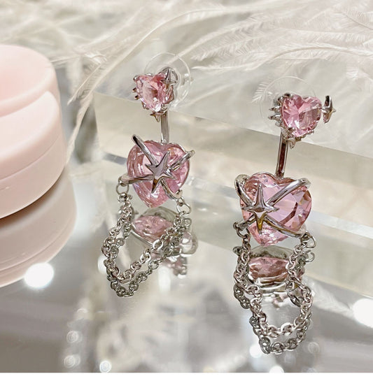 Amazing Awsome Beauty Pink Star Cross Pendant Earring New On Sale