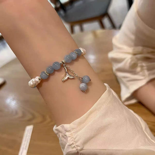 Amazing Beautiful Mermaid Blue White Beads Bracelet