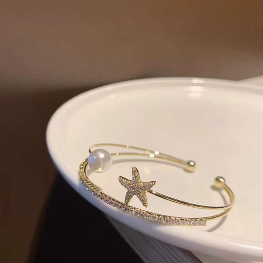 Amazing Cute Pearl with Star Golden Sweet Princess Bracelet New