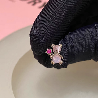 Amazing Awsome Bear Cute Pink Sweet Girls 0.8mm Piercing Earring New (1 Piece)