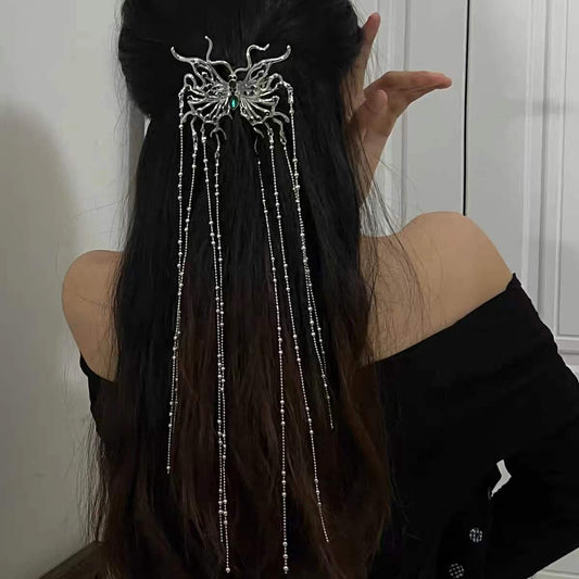 Amazing Awsome Big Butterfly Long Tassel Beads Hairclip New