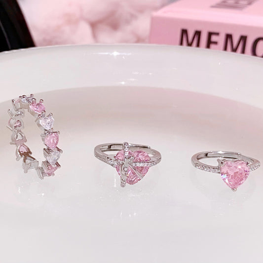Amazing Awsome Cute Pink Princess Heart Rings New