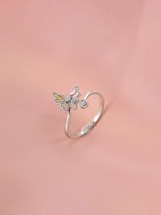 Amazing Awsome Colorful Butterfly Ring New S925 Sterling Silver