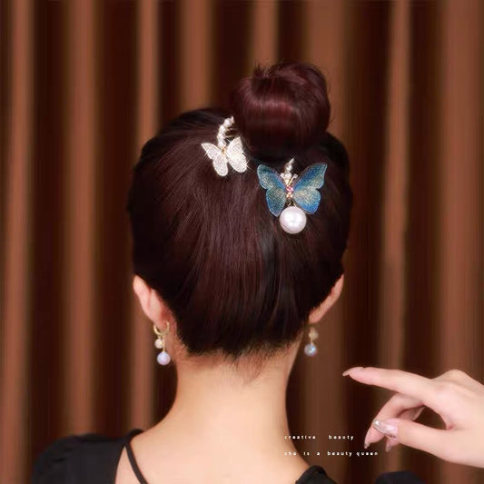 Amazing Awsome Blue Butterfly Pearl Hairclip New
