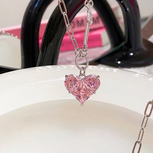 Hot Amazing Beautiful Sweet Pink Heart Necklace New